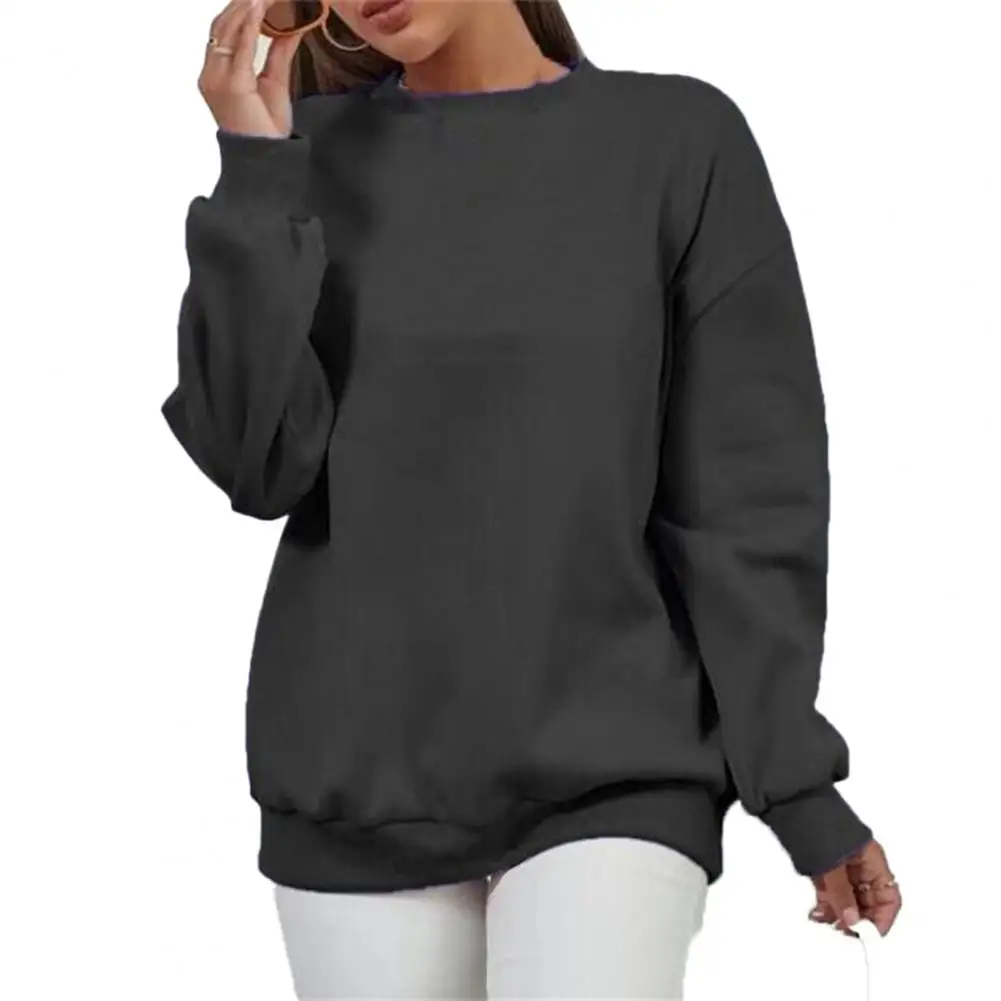 Spring Autumn Women Sweatshirt Ribbed Cuff Crew Neck tops Pullover for Party