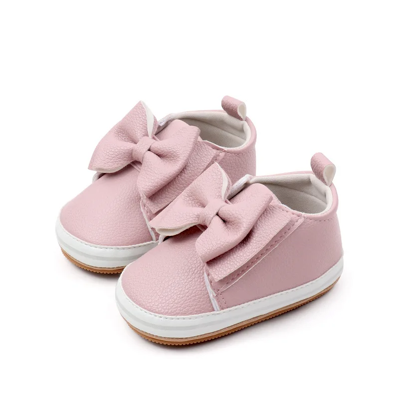 Bebek Kız Ayakkabıları Yüksek Kaliteli Yumuşak PU 0-9-18 Ay için Yürümeye Başlayan Prewalking Açık Güzel Sevimli Kelebek Ilmek 2024