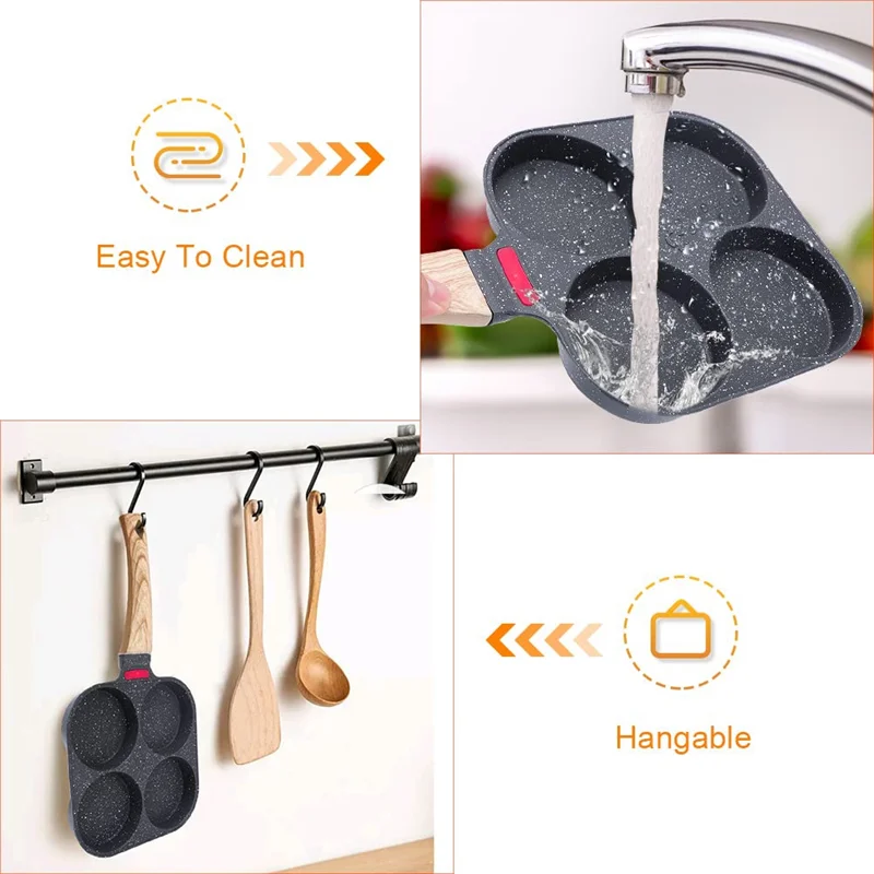 

【Прикрашение для вечеринки】Сковорода для яиц с антипригарным покрытием, мини-сковорода, удобная ручка, для омлетов, тортов и гамбургеров, на открытом воздухе