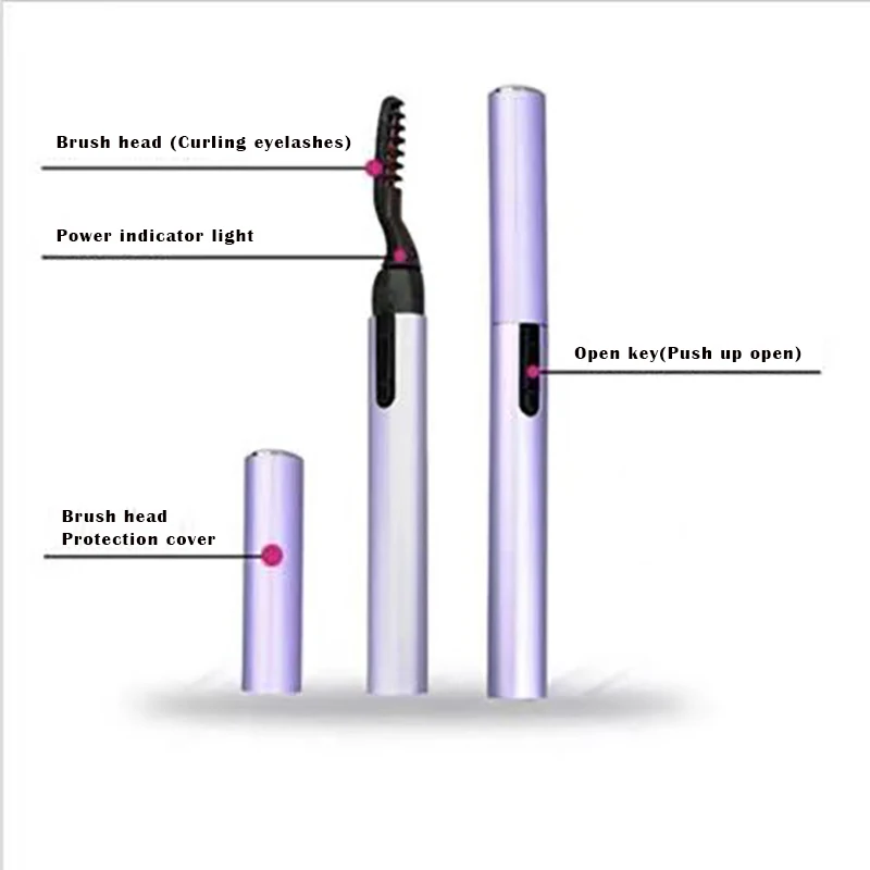 Recourbe-cils électrique chauffant, stylo à cils bouclés, mascara longue durée, peigne à cils durable, brosse à cils mince saillante