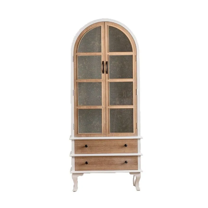 

Fully equipped American country solid wood glass wine cabinet against the wall bookcase living room dining room storage