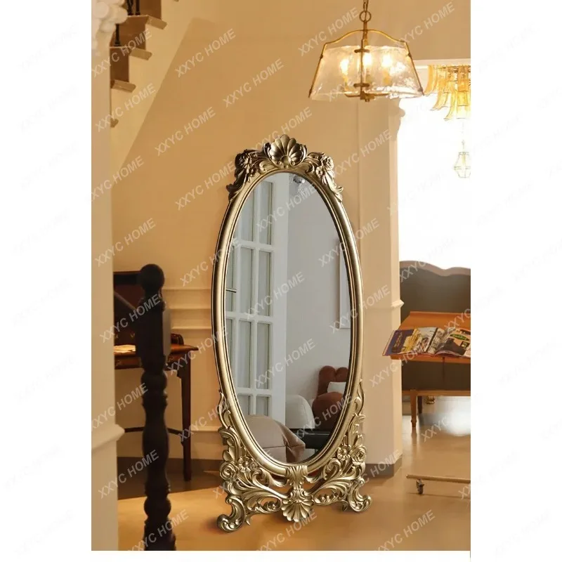 HHBeautiful  dressing floor mirror household bedroom  retro cloakroom mirror vertical full-body mirror