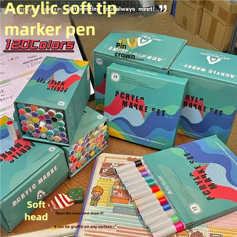 80/120pcs Acrylic Marker Pens for Painting Kids Stone Dual Tips Paint Markers Ceramic Glass Wood DIY Art Stationery School