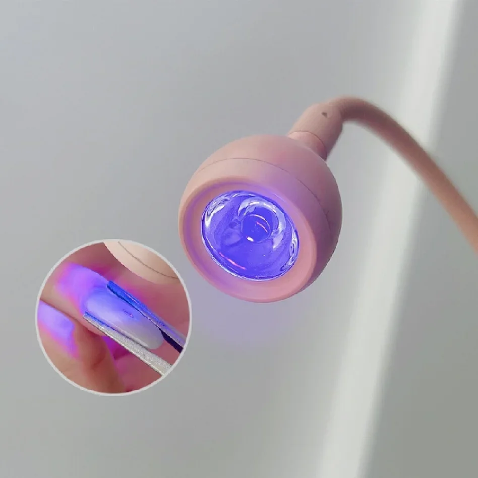 Lampada UV USB per unghie in Gel Mini asciugatrice girevole Manicure leggera 3w rosa singolo dito smalto per unghie Clip-On strumento flessibile per salone da scrivania