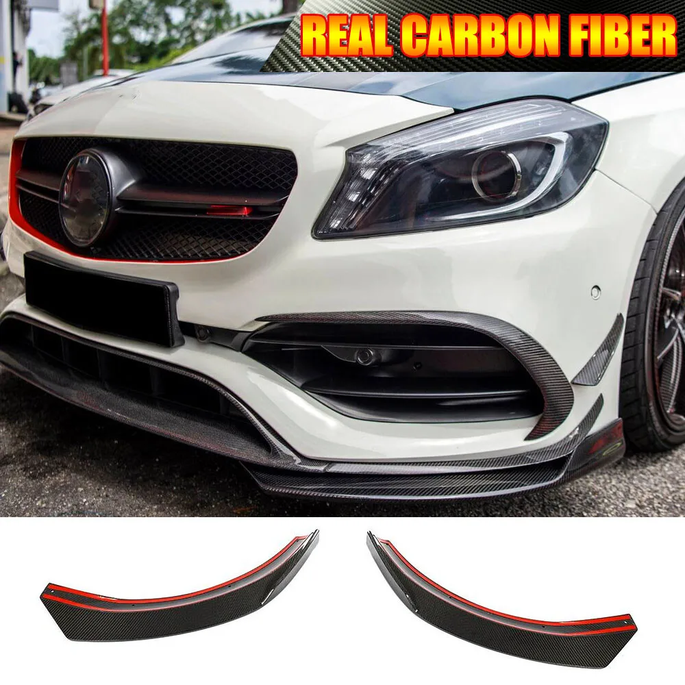 For Mercedes Benz GLA Class X156 GLA45 Real Carbon Fibe Front Bumper Lip Splitters Spoiler Car Accessories