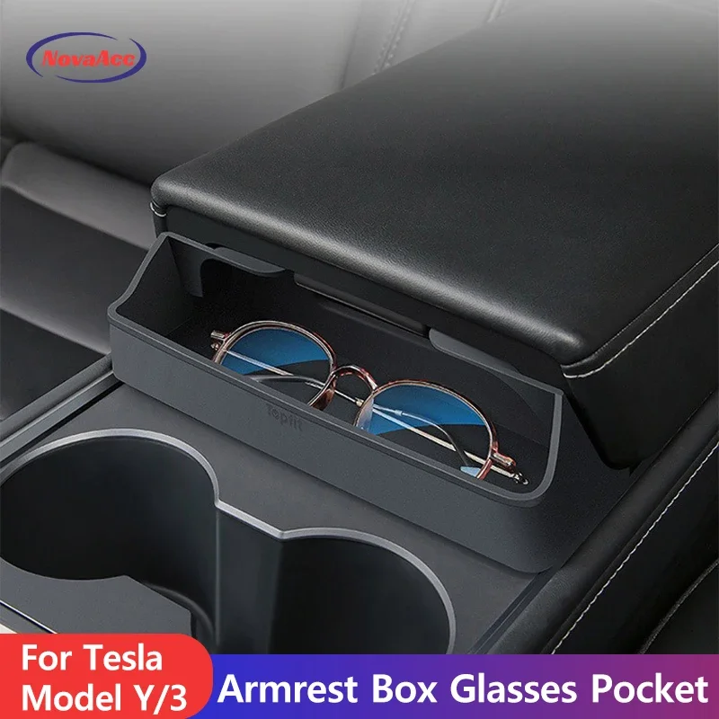 

Center Console Armrest Storage Box For Tesla Model Y 2017-2024 Model 3 2017-2023 Card Phone Glasses Organizer Car Accessories