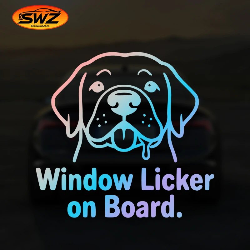 

Funny Derpy Dog Car Sticker "Window Licker on Board" Smooshed Face Drool Pet Meme Vinyl Decal Auto Rear Window Bumper Styling