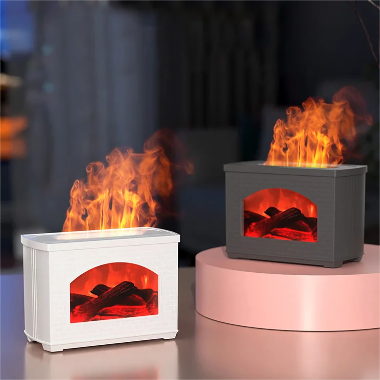 2023 new design simulation fireplace flame aroma diffuser humidifier essential oil flame Aroma Diffuser