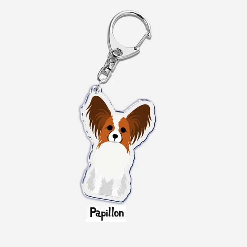 Dog Beagle Bulldog Papillon Dachshund Key Chain Keychains Ring for Accessories Bag Pendant Keyring Jewelry Pet Souvenir Pet Gift