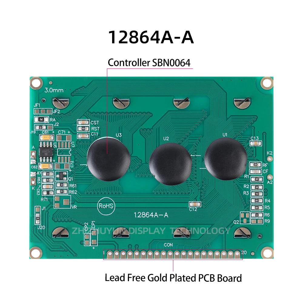 Imagem -02 - Display Lcd com Luz de Fundo Cristal Líquido Painel Cob Exportação 20pin Stn Nt7108 12864a 12864a-a 93x70 mm