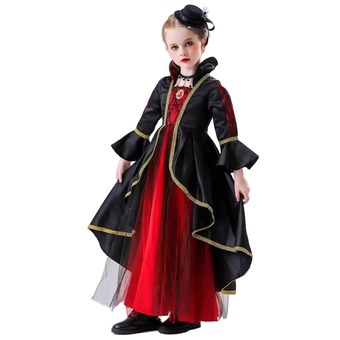 Children Queen Costumes Halloween Kids Vampire Cosplay Dress Retro Palace Costume Carnival Witch Dress Them Party Fancy Dress up