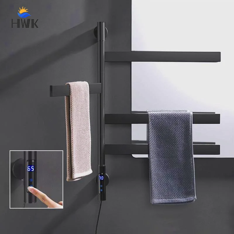 Bathroom Fast Drying Electric Towel Rack Smart Display Electric Heated Towel Rail Stainless Steel Antibacterial Towel Warmer