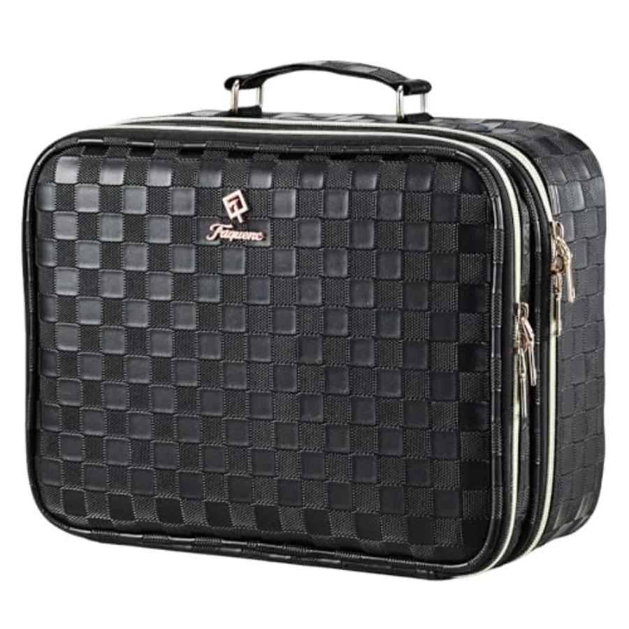 Makeup Bag with LED Lighted Mirror 12.2 IN Cosmetic Train Case Double Layer Makeup Case Adjustable Brightness in 3 Colors Cosme