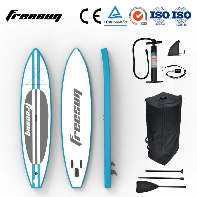 High Performance 14 ft  Classic Design Blue Stand up Inflatable Surfboard With Grey EVA