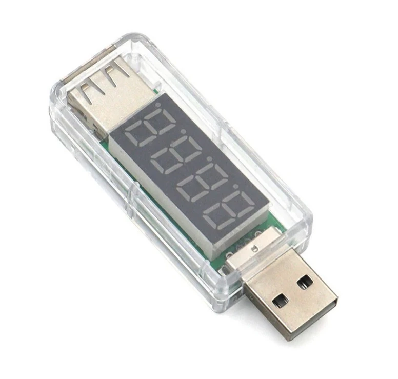 شاحن USB صغير الفولتميتر مقياس التيار الكهربائي الرقمي الشفاف USB قوة البنك شحن جهاز اختبار التيار والجهد