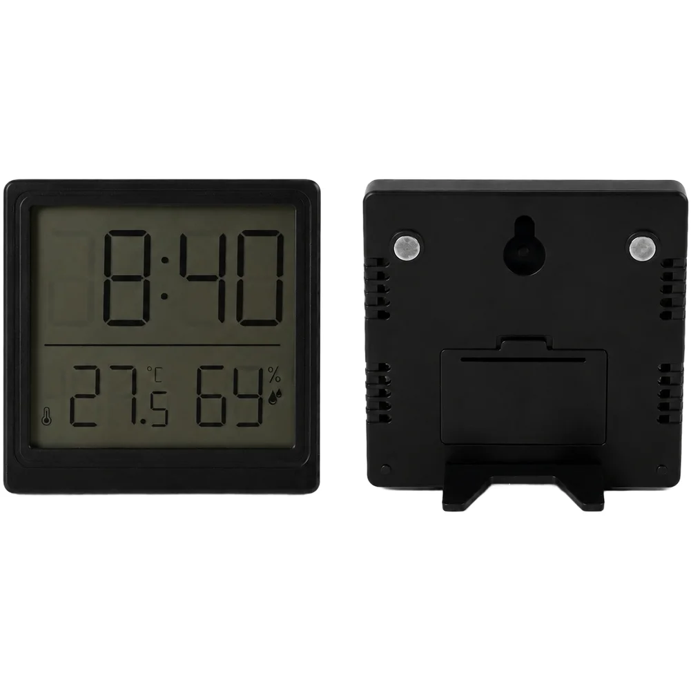 3 in 1 Hygrometer Thermometer Clock with Multi Mount Options Including Magnetic Back Foldable Stand and Wall Mount Hole