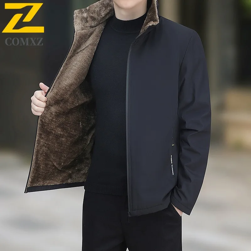 

COMXZ повседневная мужская куртка с воротником-стойкой, утолщенное пальто для путешествий на открытом воздухе, модная походная морозостойкая легкая зимняя ветровка