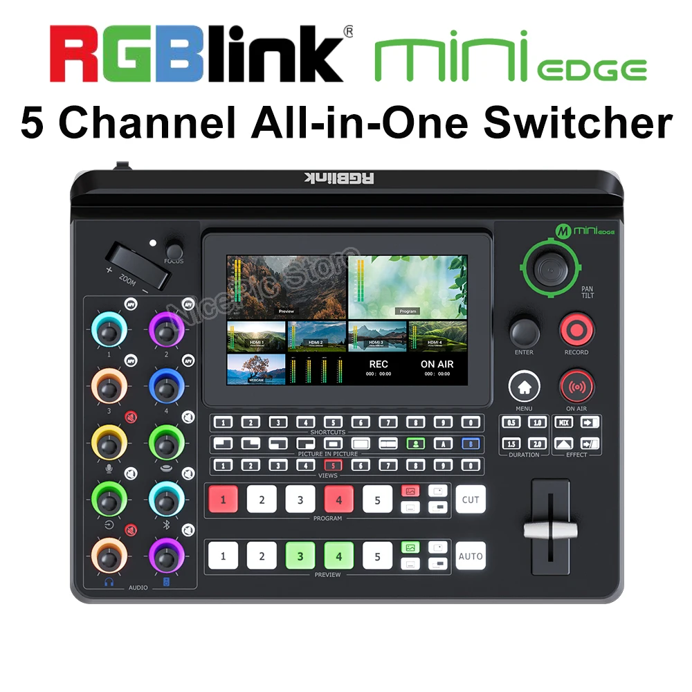 Rgblink mini-edge 5 Channel All-in-One Video Mixer Switcher 5.5 inch LCD Screen USB For Live Streaming Broadcast