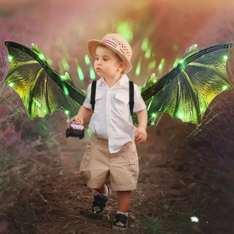 Elektrisch drakenvleugelspeelgoed voor jongens, dinosaurusvleugels voor kinderen met LED-licht en muziek, Halloween Dino-verkleedkostuums, dinosaurusspeelgoed