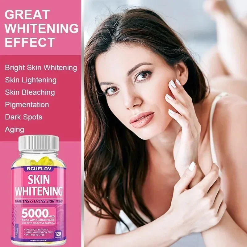 Skin Whitening Capsules - Glutathione Supplements - Smooth Skin, Anti-Aging, Antioxidant, Immunity