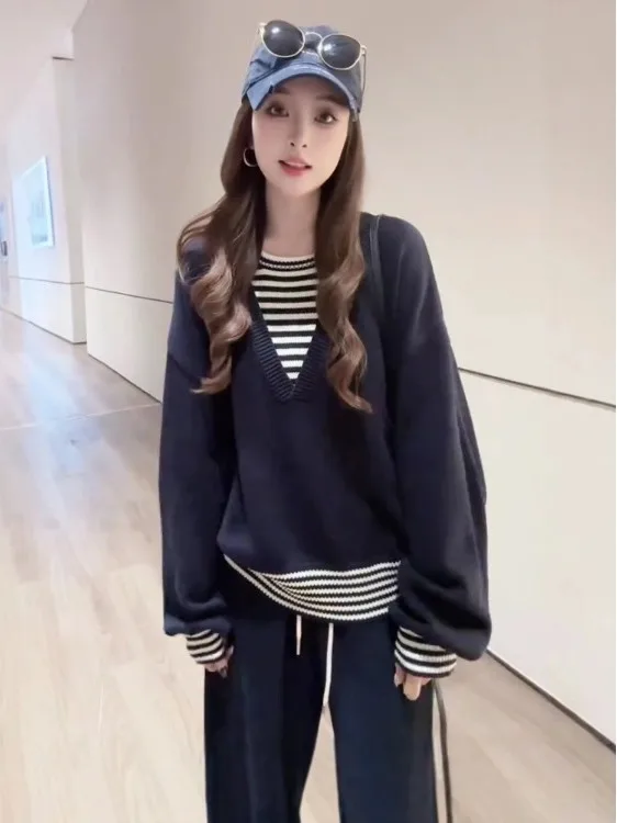 

Faionable Loose Women's Long Sve Knitted Sweater Autumn Top 2025 New Sle Lazy Morning Ensemble round Ne Casual Fit