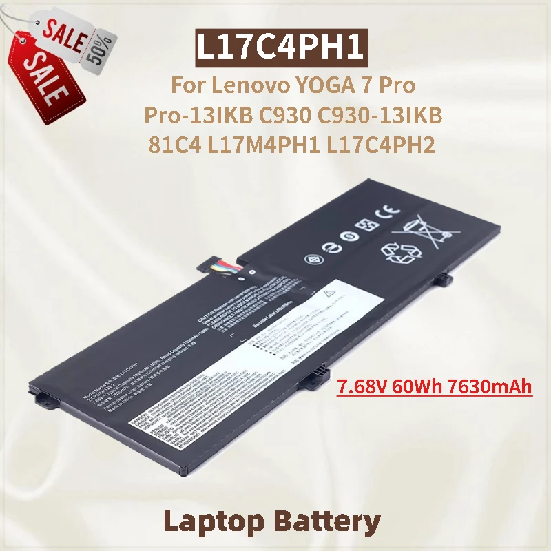 

7,68 В, 60 Втч, 7630 мАч, аккумулятор для ноутбука L17C4PH1 для Lenovo YOGA 7 Pro Pro-13IKB C930-13IKB C930 81C4 L17M4PH1 L17C4PH2, высокое качество