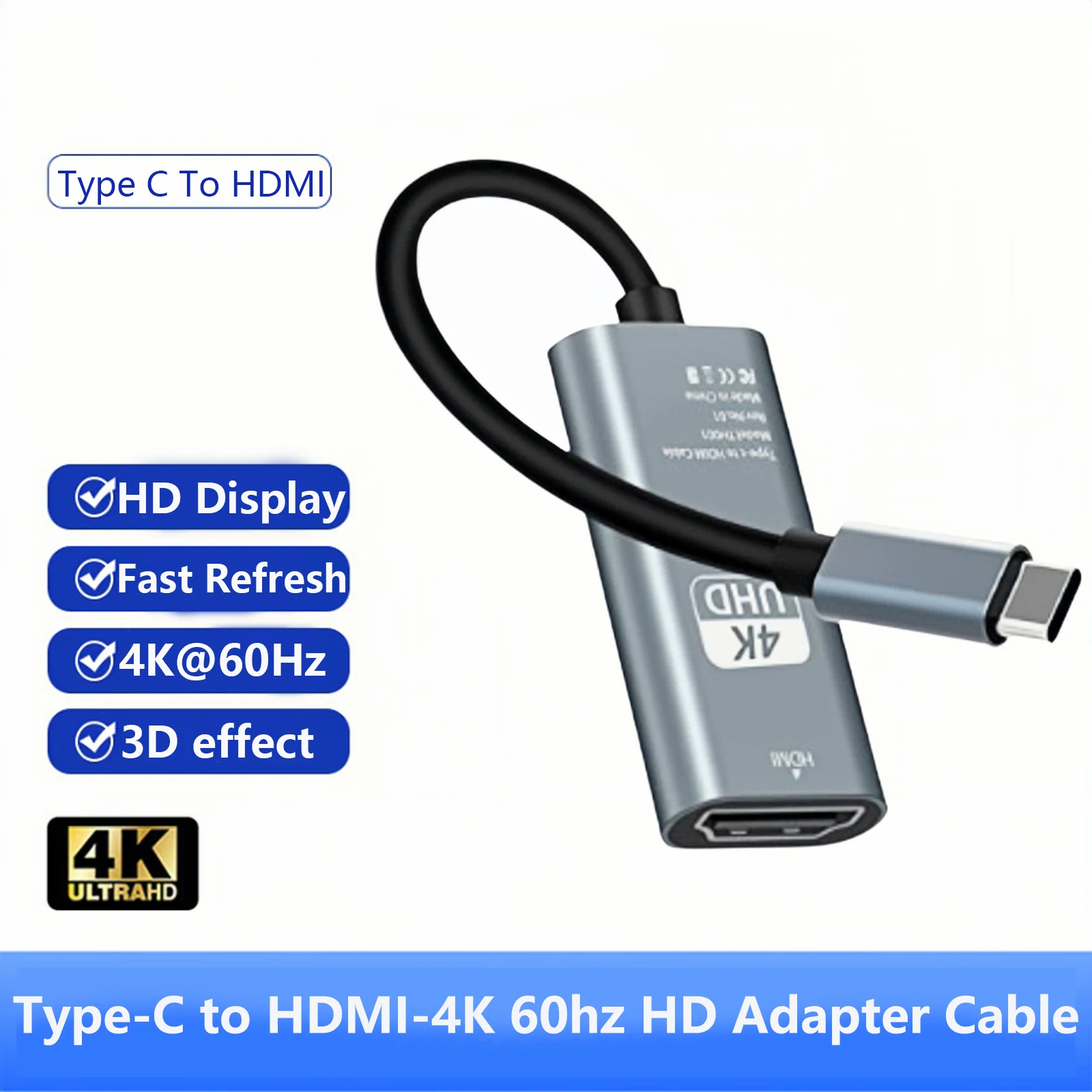 4K 60Hz USB C to HDMI Adapter Type C Cable HDTV Converter Cable for iPhone 15 TV Converter for PC MacBook iPad Samsung Laptop 