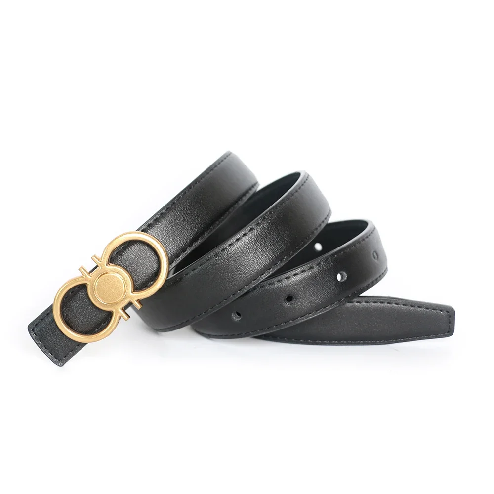 Narrow Cowhide Luxury Designer Brand Letter Belt High Quality Women Genuine Real Leather Dress Strap for Jeans Waistband 2.3cm