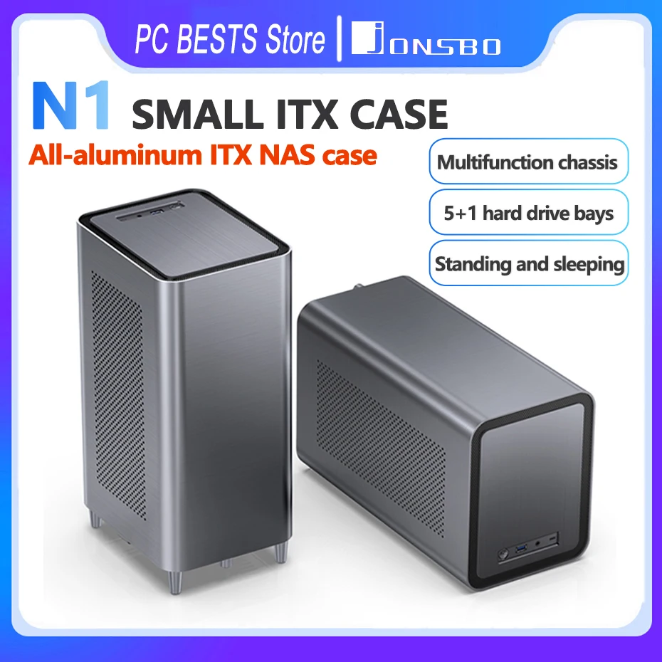 JONSBO N1 small Chassis NAS storage all-in-one server multimedia 5disk 6disk hot-swap chassis vertical and horizontal two design