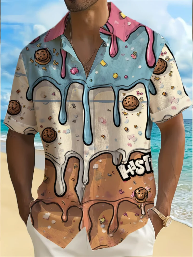 

Sunset Flamingo Hawaiian Man Women Shirts Orange Palm Tree Print Short Sleeve Beach Casual Vacation Tops Cheap Clothes