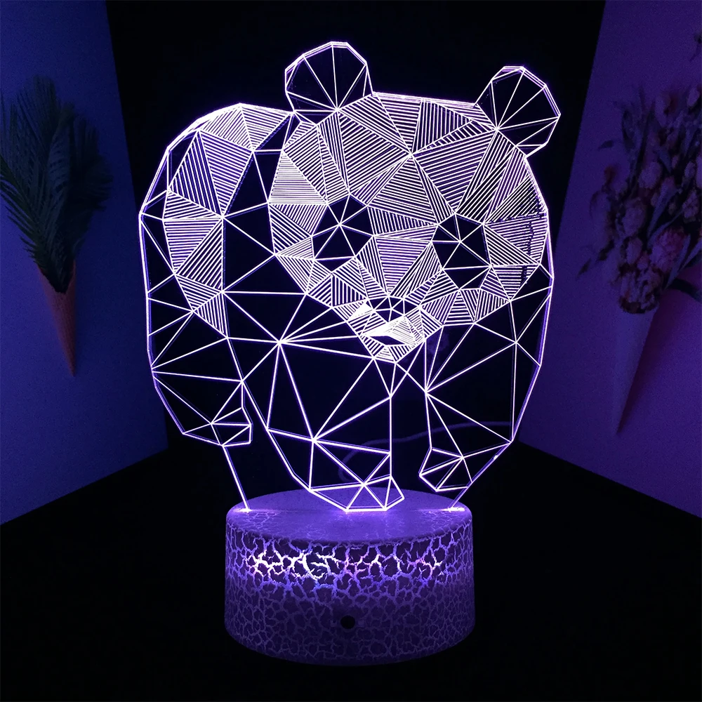 3D Panda Creative Led Novelty light 16 Colors Battery powered USB operated Night lamp Indoor Cute decoration Bedroom Table Lamp