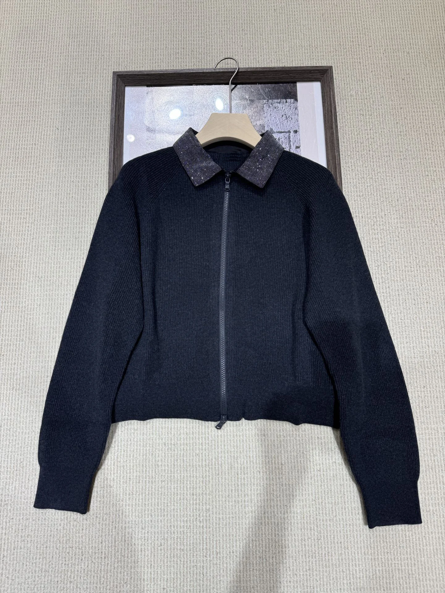 

Женская осенне-зимняя новая прочная шерстяная куртка с воротником рубашки и длинными рукавами, расшитая бисером