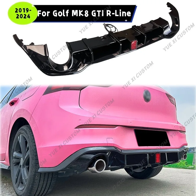 For VW Golf Mk8 Golf 8 GTI R-Line 2019-2024 Car Rear Valance With LED Light Rear Bumper Spoiler Splitter Modification Covers