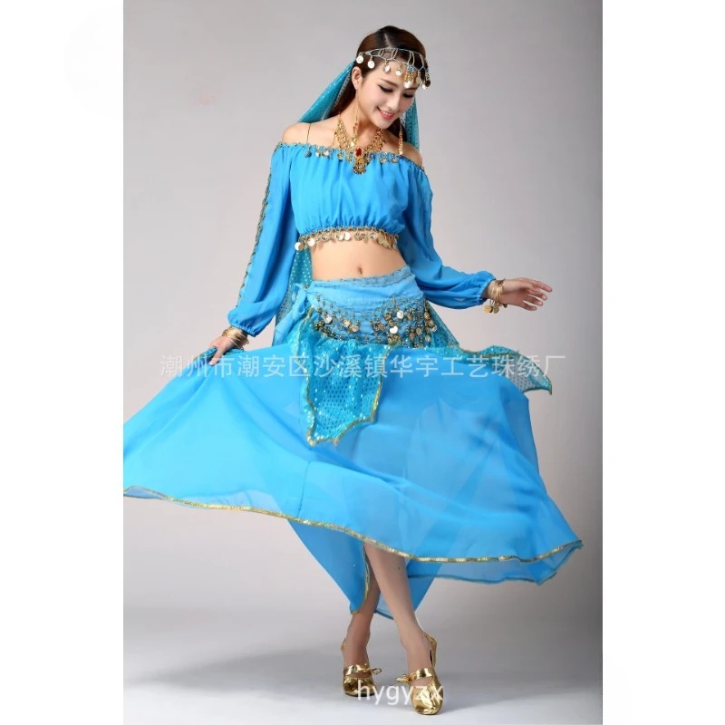 カスタマイズされたベリーダンス衣装インドダンス年次ステージパフォーマンスインドガールドレスセットベリーダンススカート