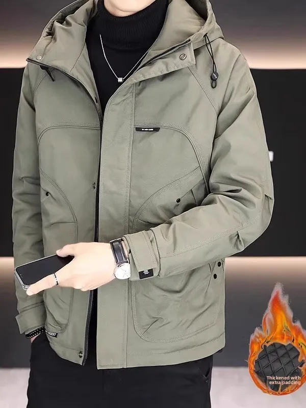 

Pierre Cardin Men's Hooded Jaet Thiened Cotton Workwear Jaet Casual Outerwear Autumn Winter New Sle Warm Polyester Fiber