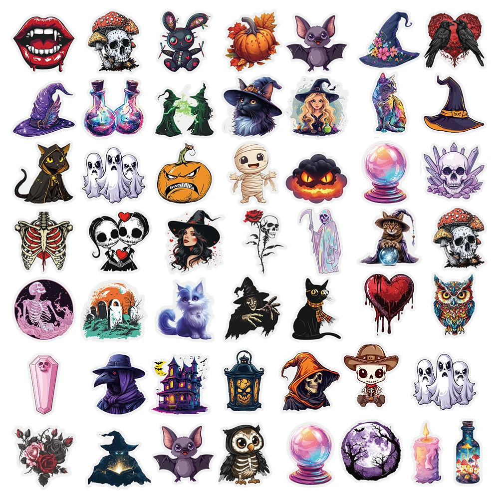 10/30/50pcs Fresco Gotico Halloween Cartoon Adesivi Impermeabile FAI DA TE Scrapbook Laptop Telefono Auto Trasparente Graffiti Decalcomania Giocattolo Per Bambini