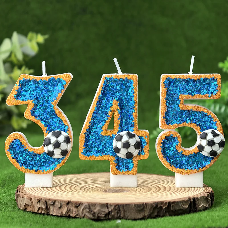 Suitable for high-end baking cake decoration, energetic football 0-9 combination digital candles, birthday candles