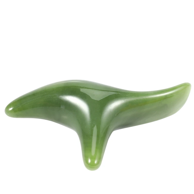 Natural Green Beeswax Jade Face Gua Sha Triple-Cornered Massager Board Rod Body Foot Acupoint Massage Stick Health Tool