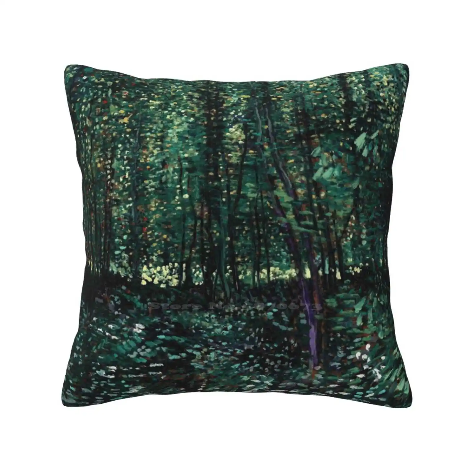 Vincent Van Gogh Trees And Undergrowth 1887 Dark Teal Update Home Sofa Car Cushion Cover Pillowcase Vincent Van Gogh Art