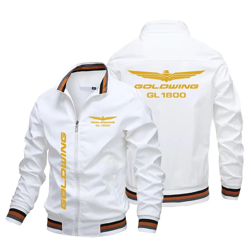 2024 Spring and Autumn New Honda Red Gold Wings GL1800 Biker Jacket Pilot Fashion Windbreaker Trendy Baseball Suit Men\'s Logo