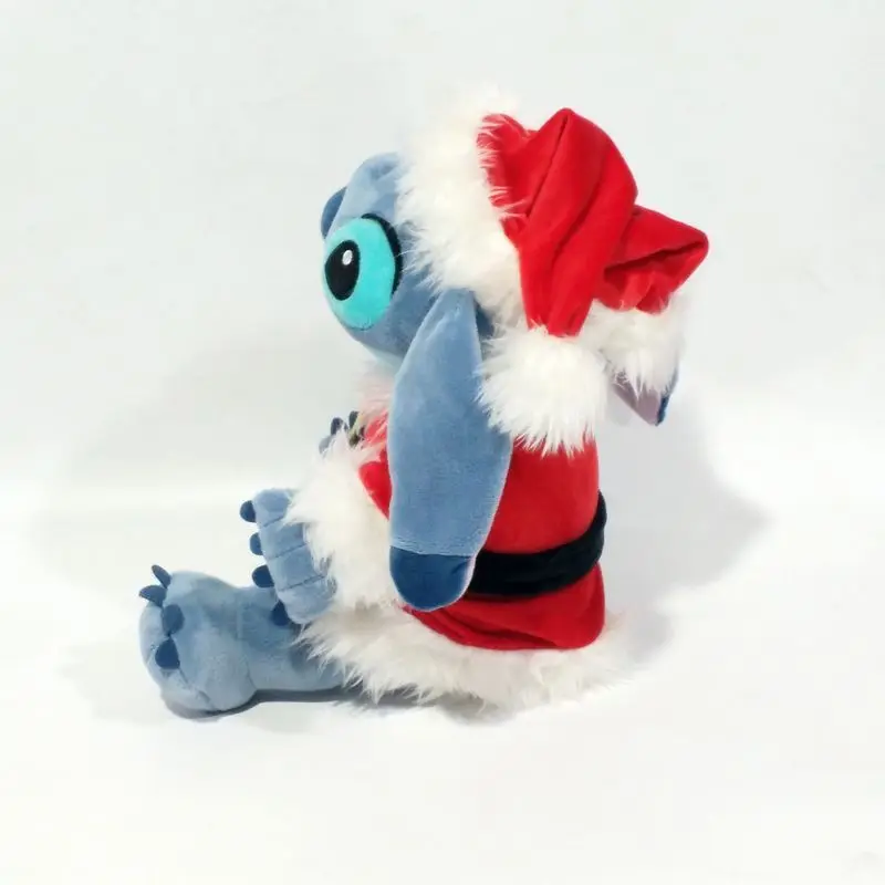 28cm Disney Stitch Cos Santa Claus dibujos animados Kawaii muñeco de peluche juguetes suave relleno almohada cojín trasero niños regalos de navidad