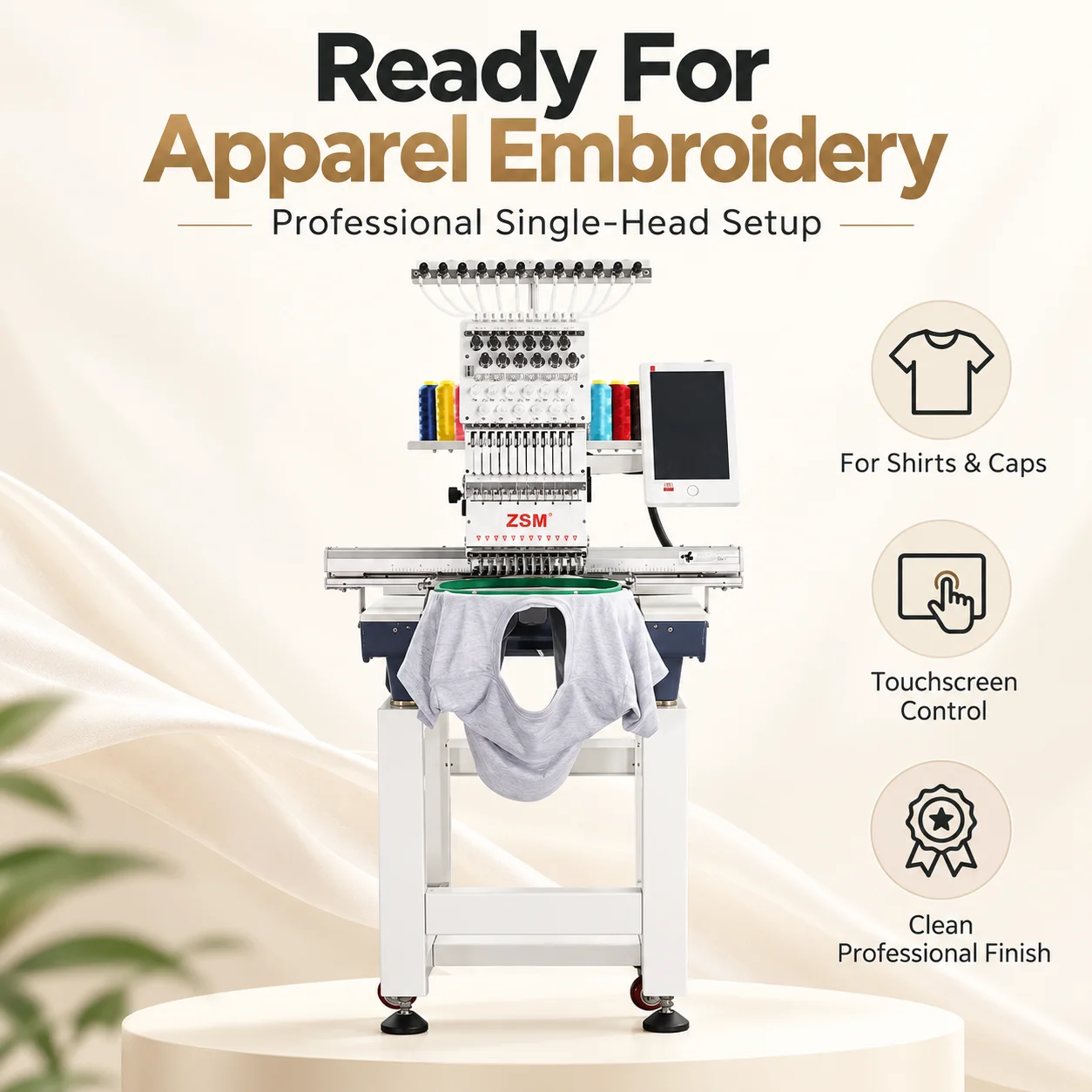 New Arrival One Head T-shirt Clothing Garment Embroidery Machine Intelligent Control System Flat 12 Needles Embroidery Machine