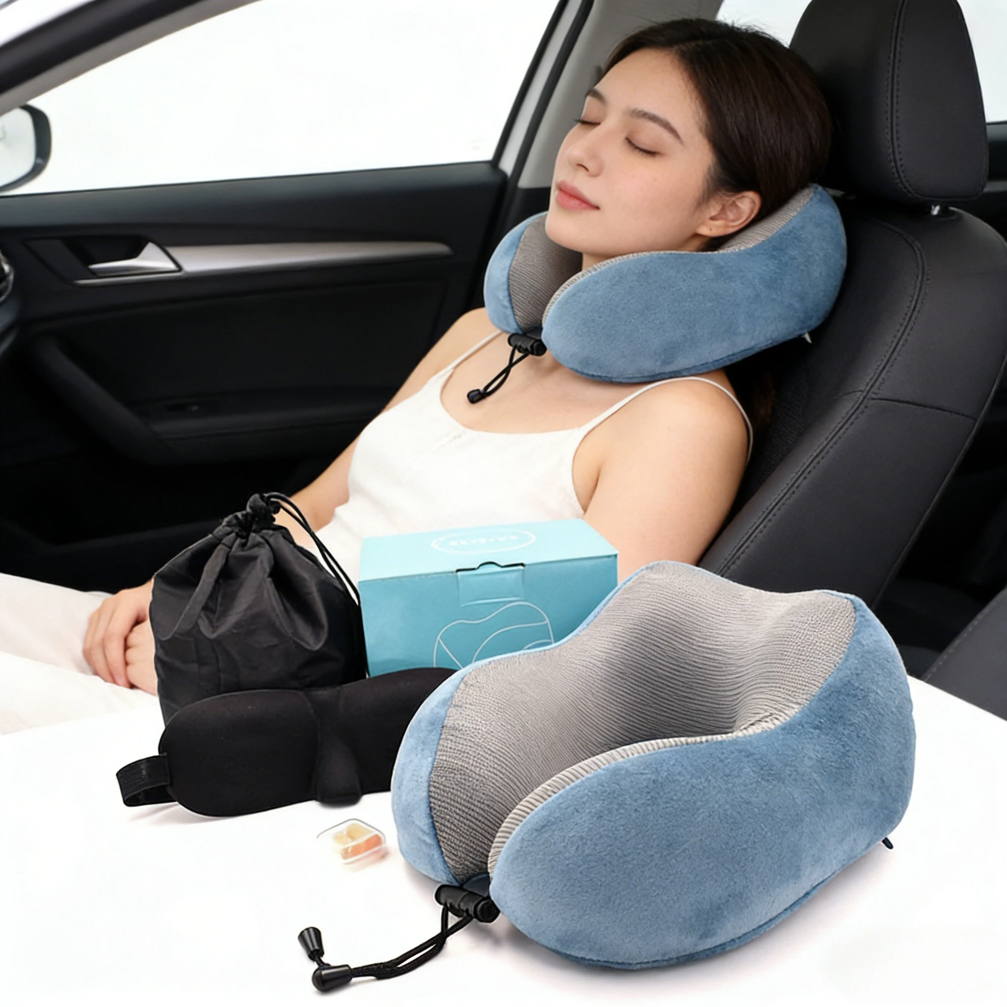 2026 Memory Foam U Shaped Pillow Breathable Fabric Neck Support Pillow For Travel Car And Office Nap car neck pillow