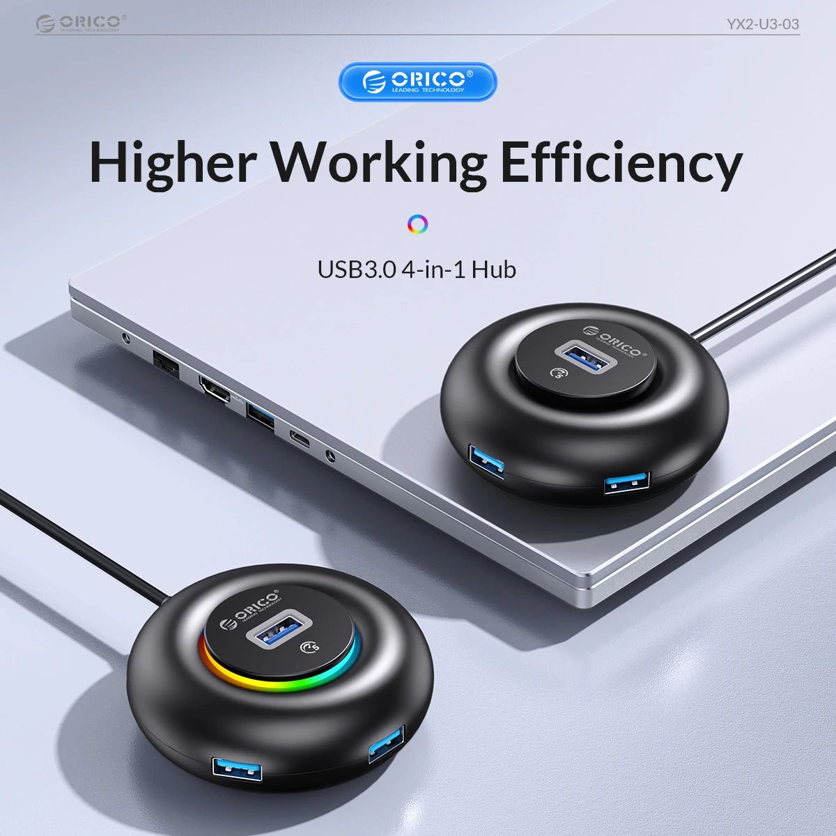 ORICO RGB USB HUB 4 Ports 3.0 Multi USB Splitter with Type C Charge Power Ultra-Slim OTG Adapter For PC Macbook Pro Lenovo
