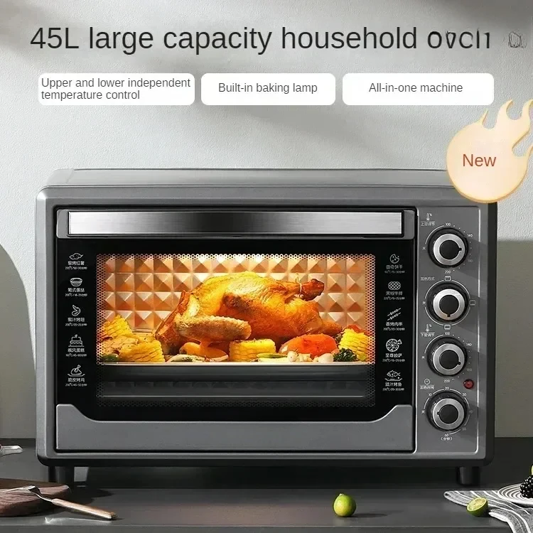 Electric oven household multifunctional kitchen baking oven 45 liters large capacity independent temperature control