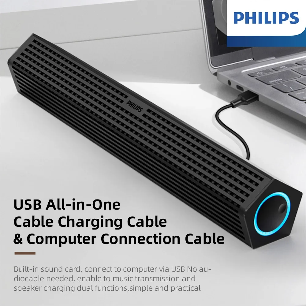

Саундбар Philips SPA510P Bluetooth HiFi с шумоподавлением, настольная проводная колонка, звуковая карта, портативный уличный саундбар с двумя режимами работы