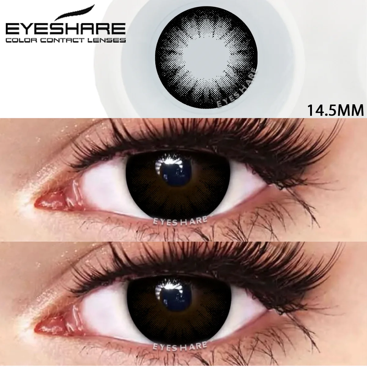 EYESHARE Colored Contact Lenses for Eyes 1pair Big Eye Lenses Black Eye Lens Natural Look Lenses Yearly Color Cosmetic Eye Lens