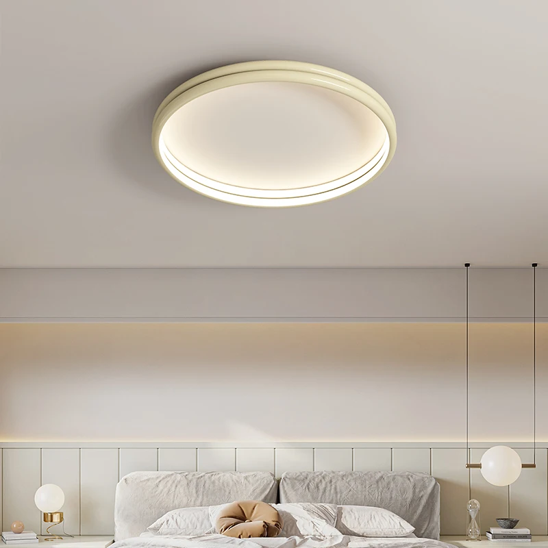 Imagem -05 - Creme Estilo Led Teto Lustres para Quarto Moderno e Criativo Circular e Quadrado Luminária Atmosférica Sala de Estar e Quarto