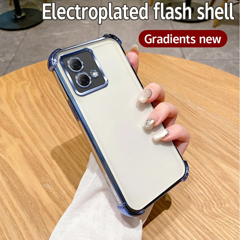 Luxo galvanizado Airbag Proteção Clear Case, macio transparente chapeamento tampa traseira, apto para Motorola Moto G84, G54, G52, G30, G20, G10