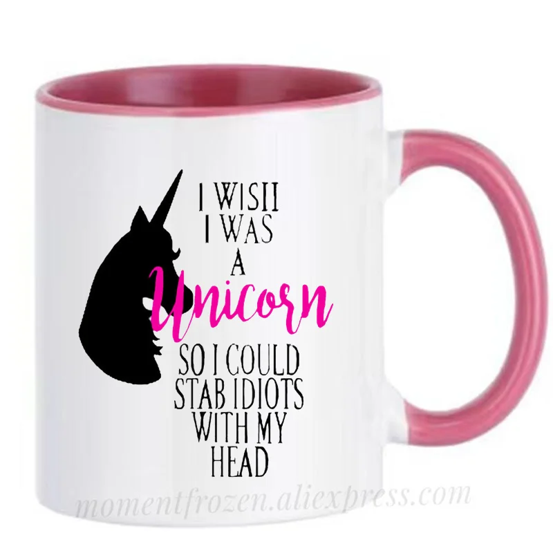 I Wish Was A Unicorn Mugs Handle Tea Coffee Cups Creative Milk Drinkware Personality Morph Coffeeware Home Decor Birthday Gifts